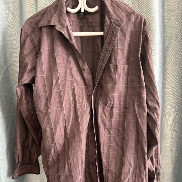 Sergio Louis size med dress shirt- plaid with purple blends of colour- preloved - Picture 1 of 10
